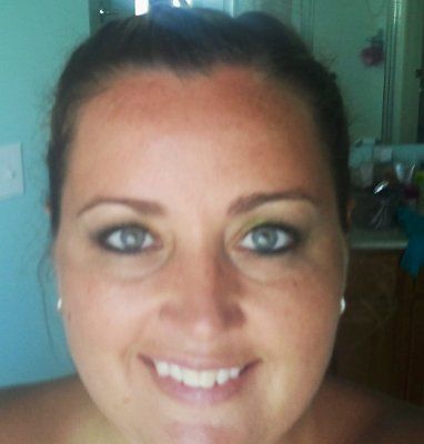 Eye makeup trial and bouquet flowers