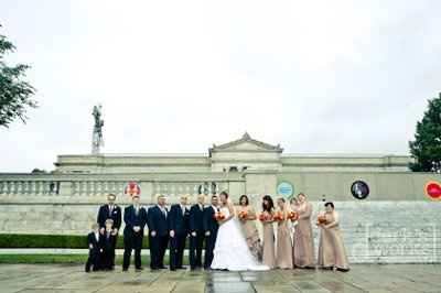 Bridesmaids Wearing Different Styles of Dresses