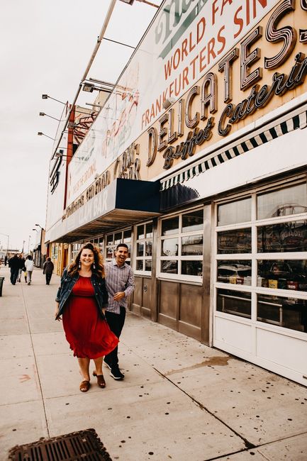 Laughing outside of Nathans