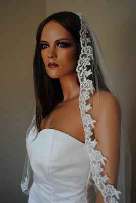 Lace veil with taffeta dress?