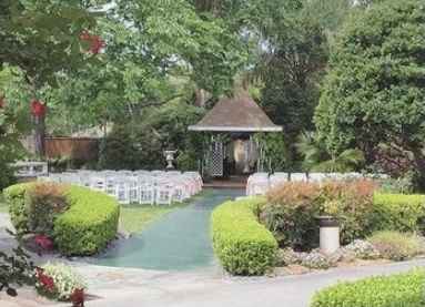 Outdoor wedding ceremony in the summer in Houston, Texas - 1