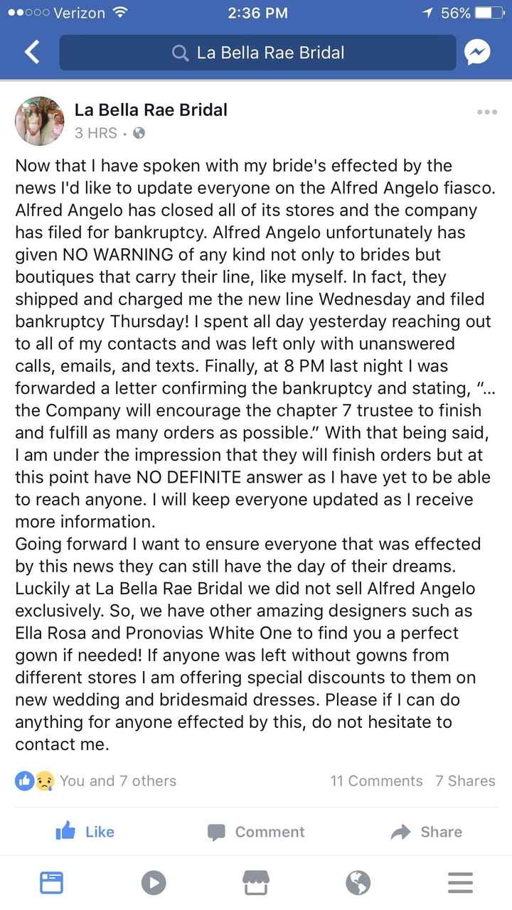 Alfred Angelo Closing? UPDATED - THEY ARE CLOSED!