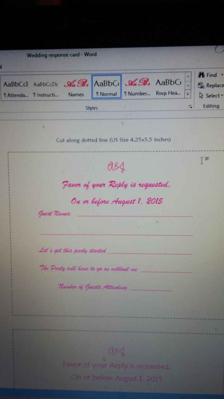 My Rsvp Word and Font opinions please