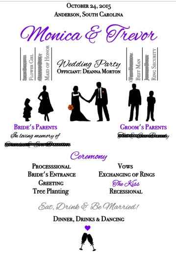 I have been working on a mock-up for our wedding program-need opinions (colors changed)