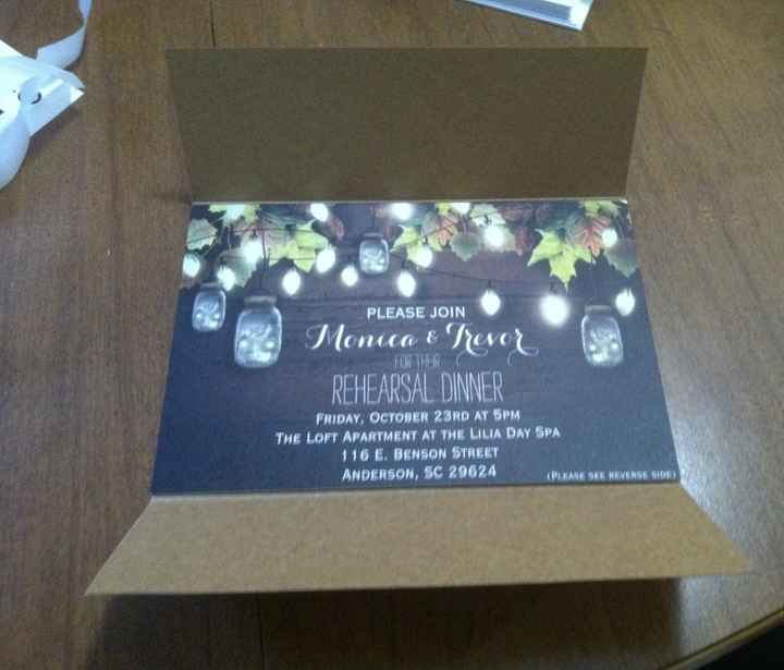 Rehearsal dinner invites all done and ready to be mailed out....at the end of September! lol