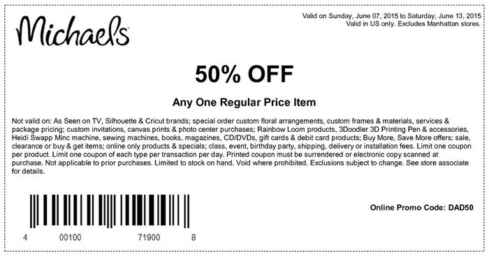 Psa- 50% off one item at Michael's
