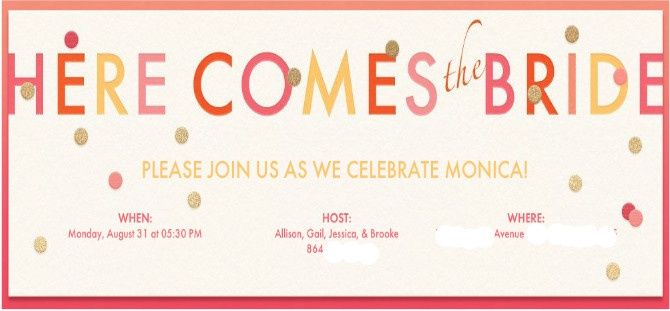The e-vite for my bridal shower