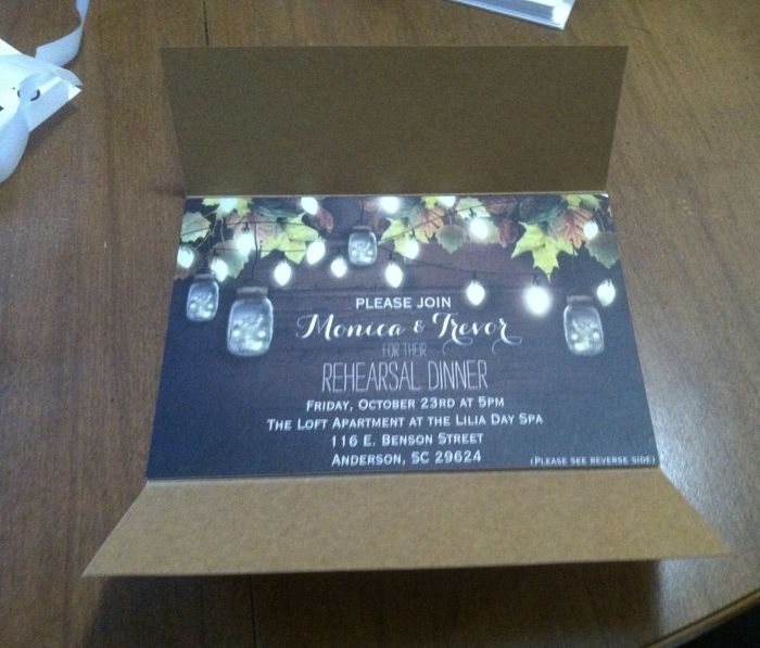Rehearsal dinner invites all done and ready to be mailed out....at the end of September! lol