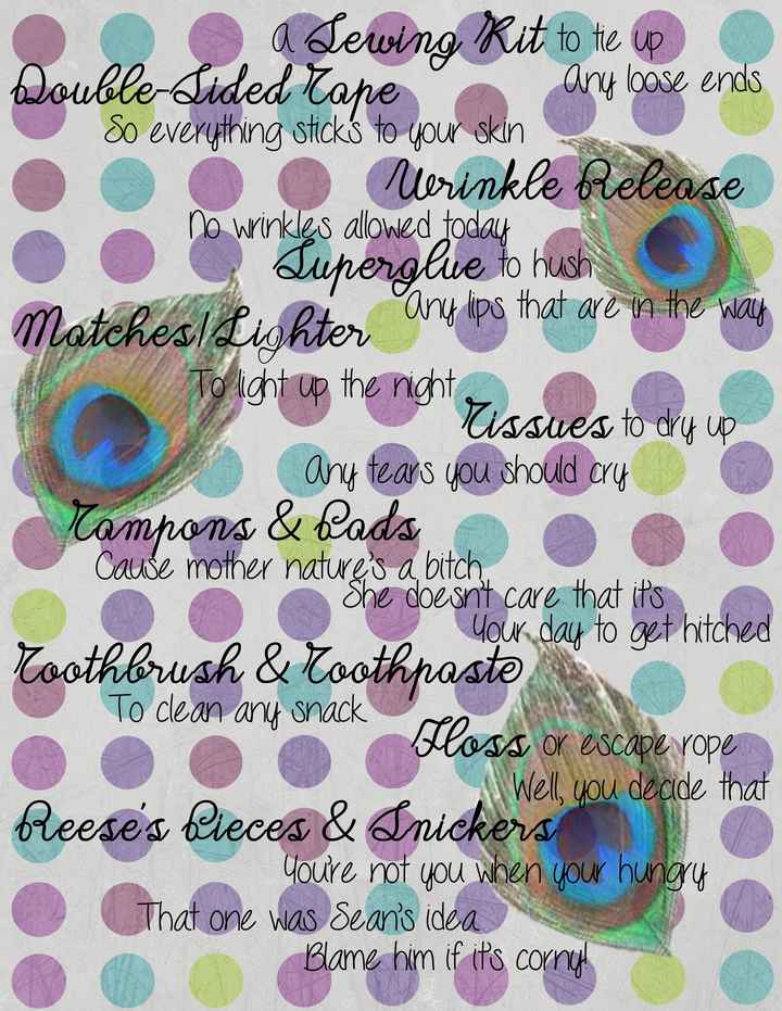 emergency wedding kit! help :)