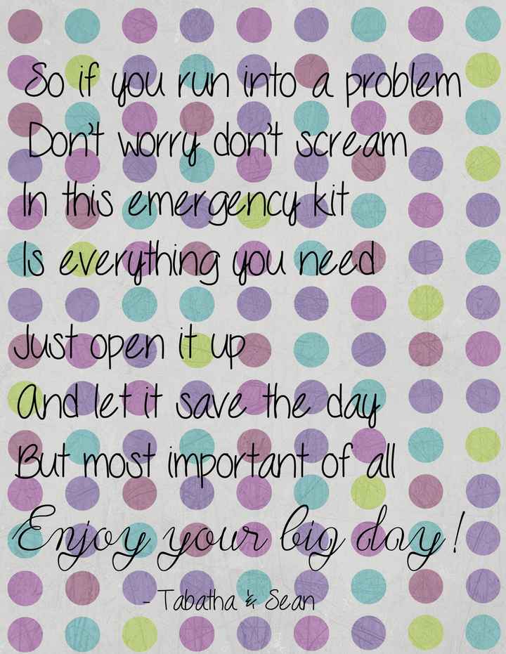 emergency wedding kit! help :)