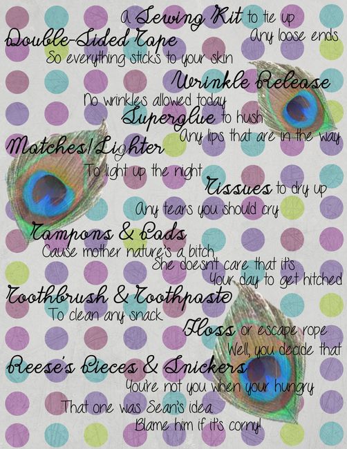 emergency wedding kit! help :)