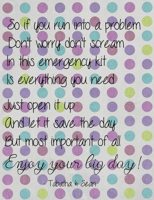 emergency wedding kit! help :)