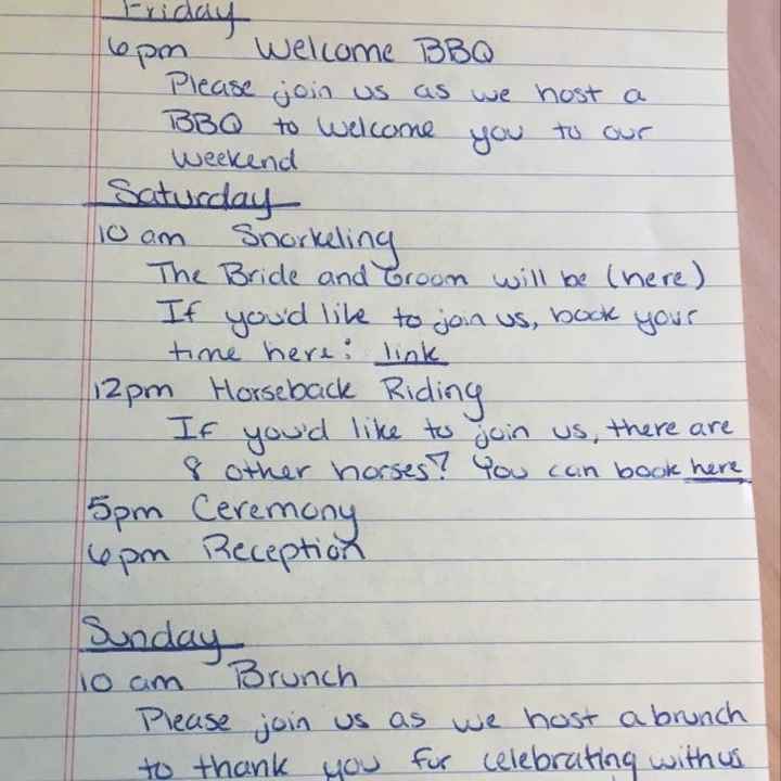 Planned activities for destination wedding, how many?