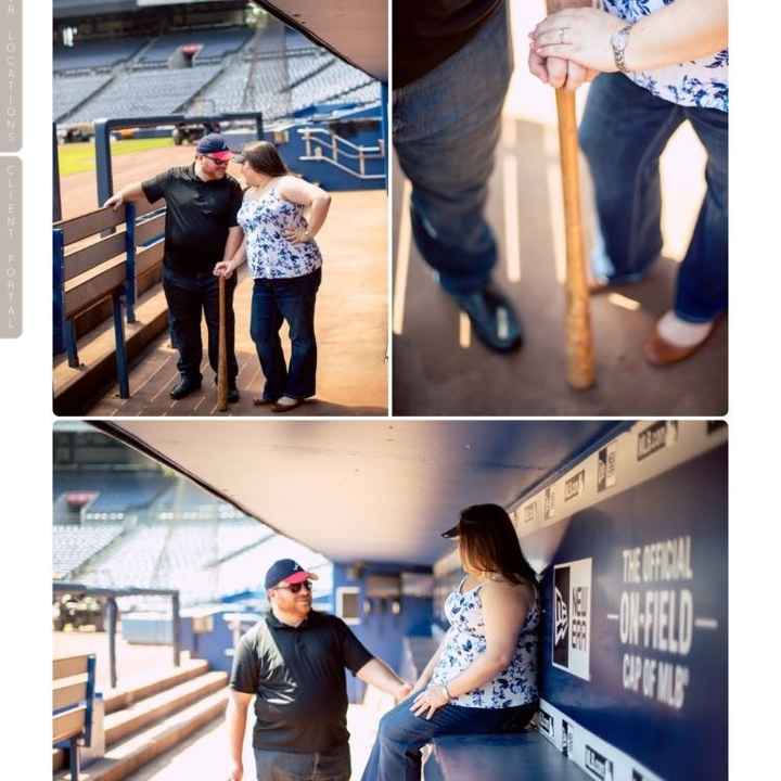 Sports-related engagement/wedding photos