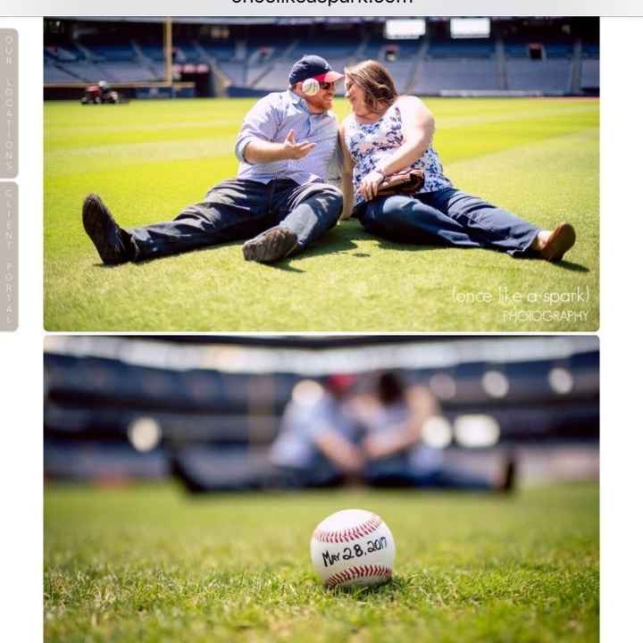 Sports-related engagement/wedding photos