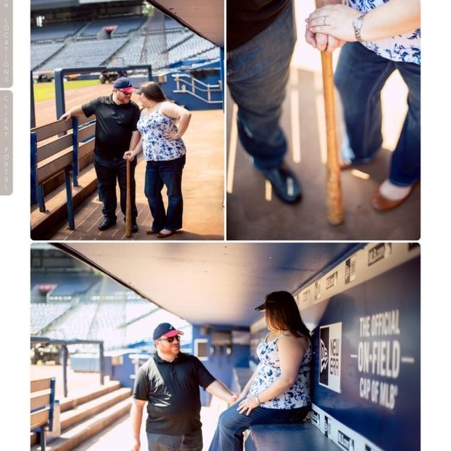 Sports-related engagement/wedding photos