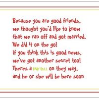 Elopement   Baby Announcement card help