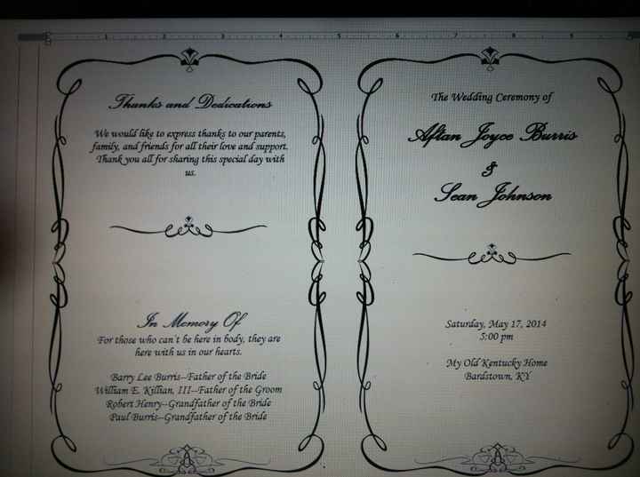 Wedding Program help....