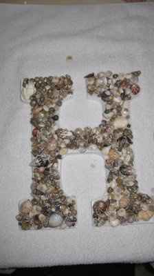 My first DIY monogram letters with seashells.
