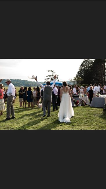 Bride and Groom Joining into Cocktail Hour 1