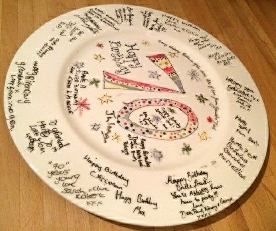 Guest signature using a plate and putting it in the kiln