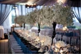 tiffany blue white and black centerpieces