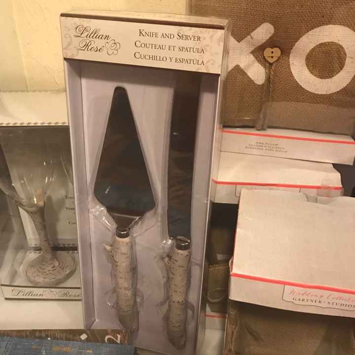 Champagne flutes and cake cutting sets!