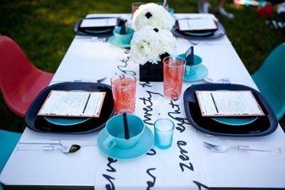 How do i ad hints of blue to my wedding (Black Red and White)
