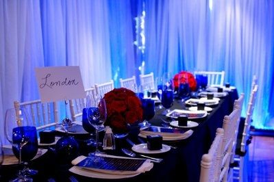 How do i ad hints of blue to my wedding (Black Red and White)