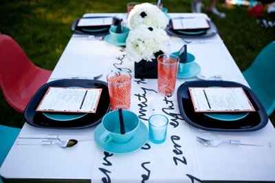 How do i ad hints of blue to my wedding (Black Red and White)