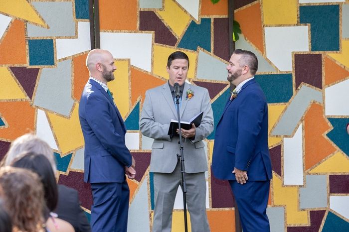 Ceremony In Front of Our Hand Made Backdrop