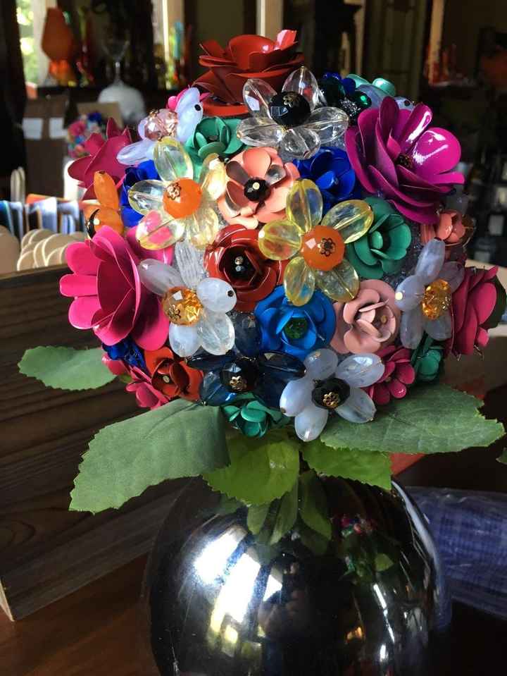 Our DIY Enamel Brooch Wedding Bouquets