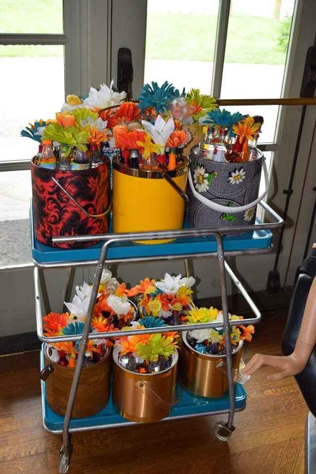 This is the Cart of Booze Flowers That Were Handed Out By Our "Flower Girl"