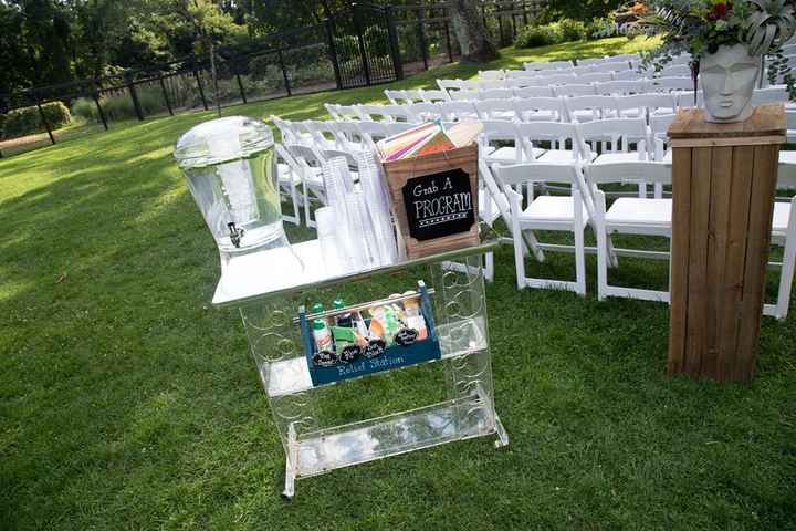 Our Relief Station, Serving Water, Sunscreen, Aloe, Hand Sanitizer, Bug Spray, Program Fans