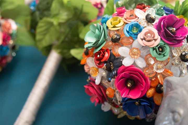 Homemade Enamel Jewelry Flower Bouquets for the Bridesmaids