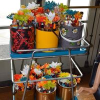 This is the Cart of Booze Flowers That Were Handed Out By Our "Flower Girl"