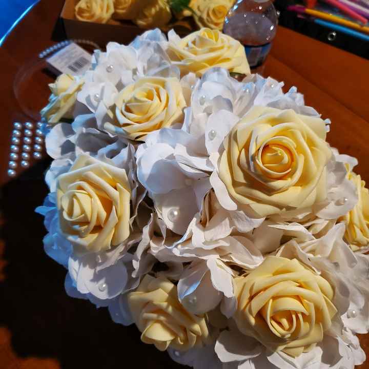 My first centerpieces & bm bouquet - 3