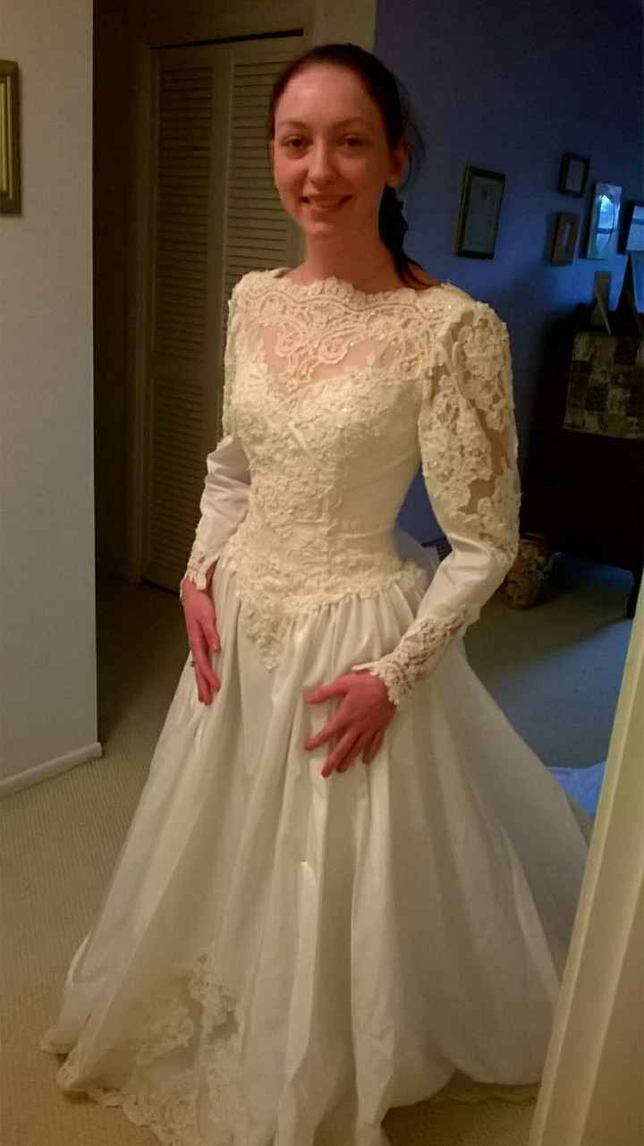 Tried on my FMIL's wedding dress (Just for fun)