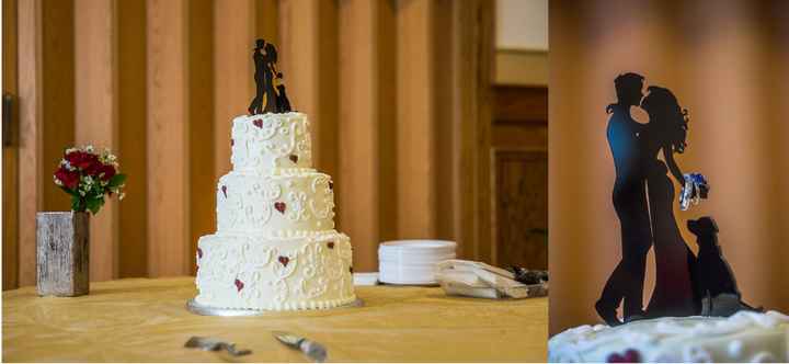 Our cake, and the incredible ring photo with the cake topper