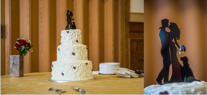 Our cake, and the incredible ring photo with the cake topper