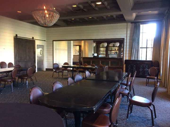 There is a bar in the back