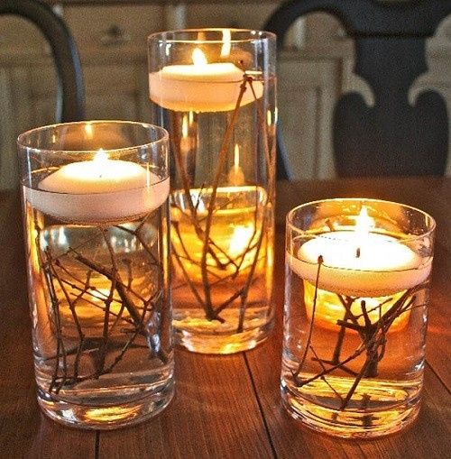 Sticks in water centerpieces