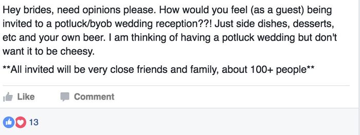 Oh...boy- Potluck Wedding & BYOB