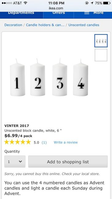 Candle table number