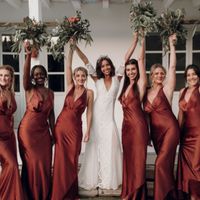Bridesmaid Dresses- Dark, Metallic Copper Fabric - 3