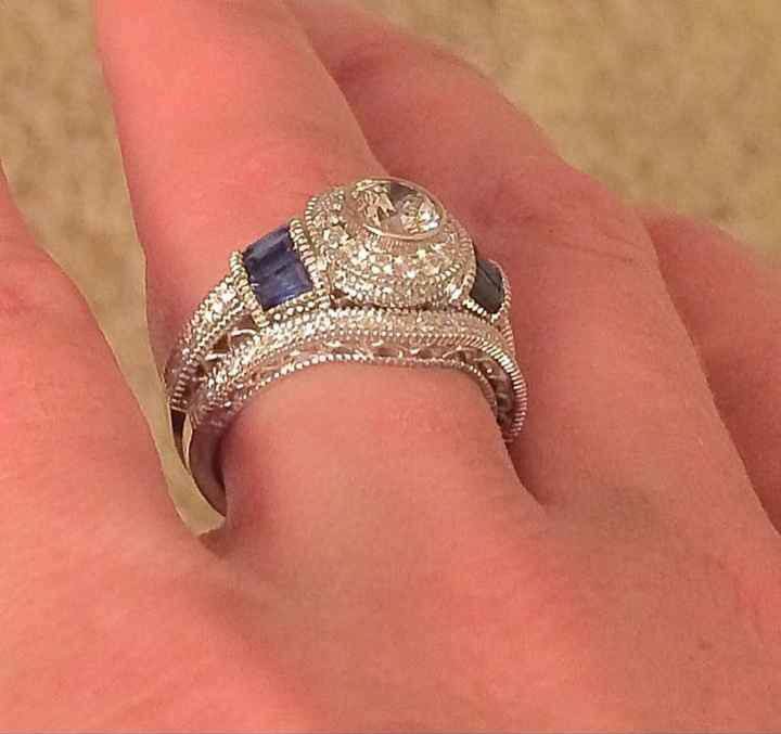 Wedding bands with different colored stones