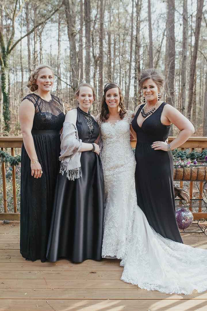 bridesmaids in black