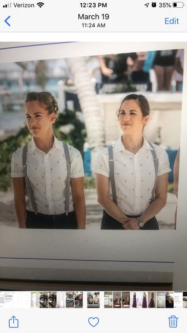 One of my bridesmaids is rocking pants - Need help with shirt 1