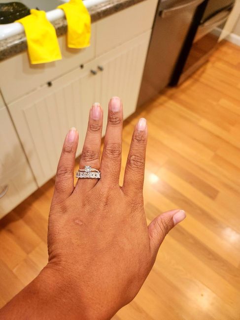 Does my wedding ring overwhelm my e-ring? 2