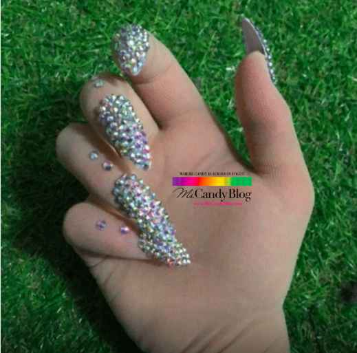Rhinestone Stiletto Press On Nails by Ms Candy Blog